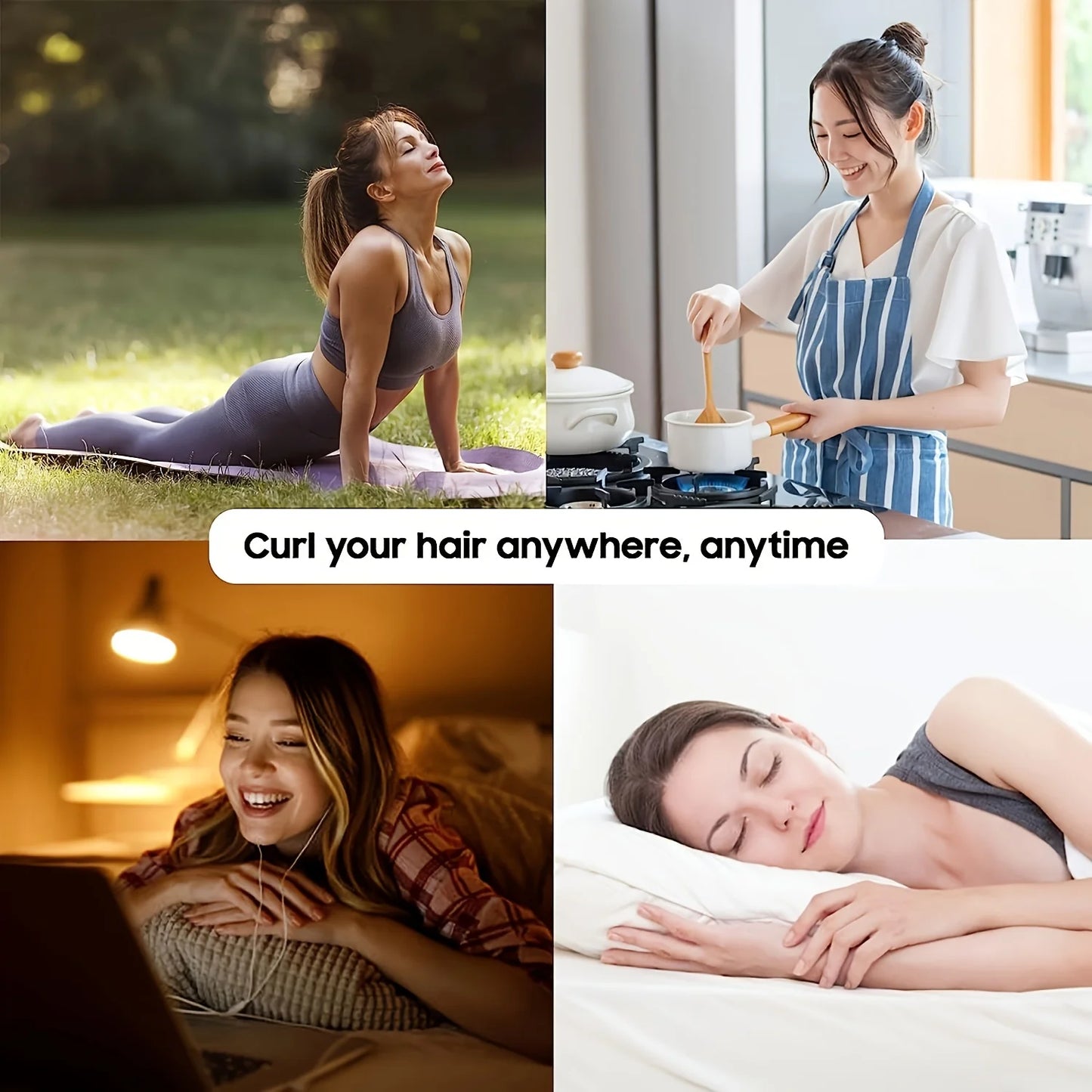 2Pcs Heat Free Hair Curler Satin Silk Sleeping Cap Set Headwrap for Natural Curly Hair Long Hair Care Wave Sleeping Curling Tool